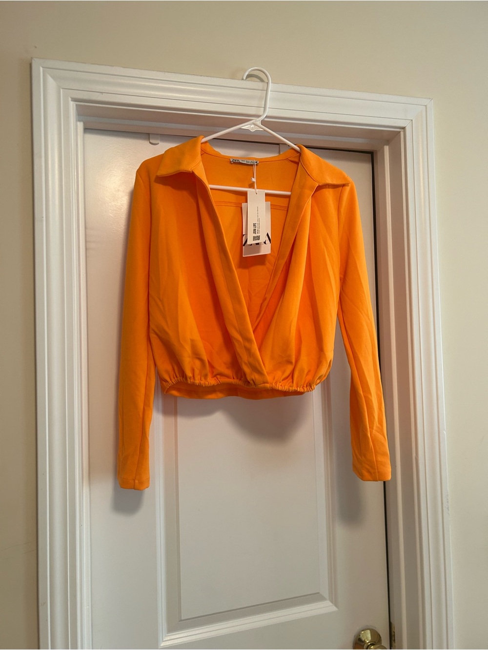 ZARA open front top with elastic gathered waist
